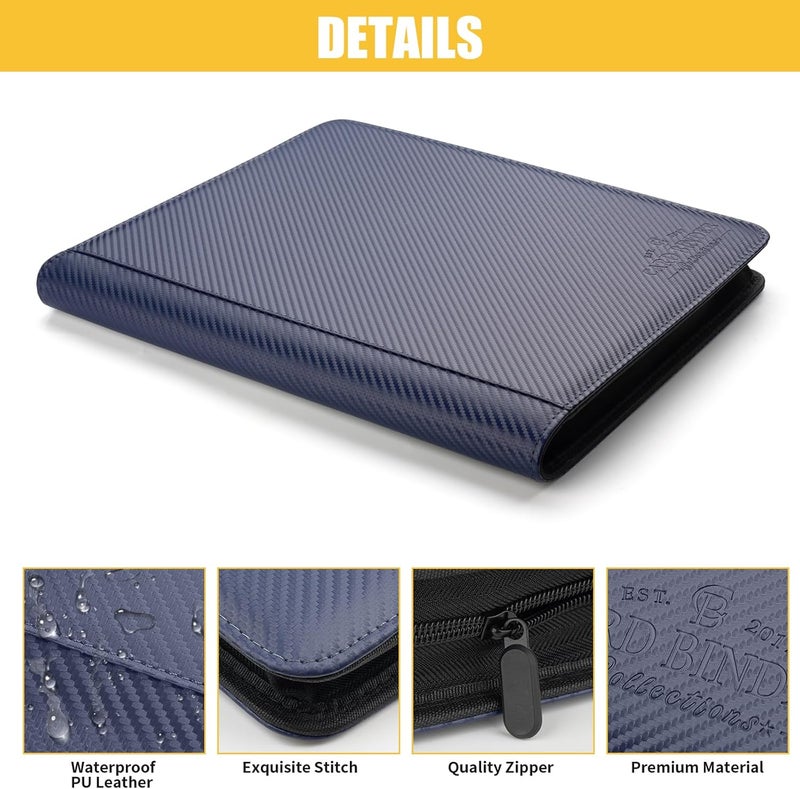 CARDBINDER Toploader Binder,Toploader Hard Cases, 9-Pocket Pages Sleeves Hold up 288 Cards.Toploader Card Binder with Sleeves for “3×4” rigid，Card Holder(blue) - Image 3